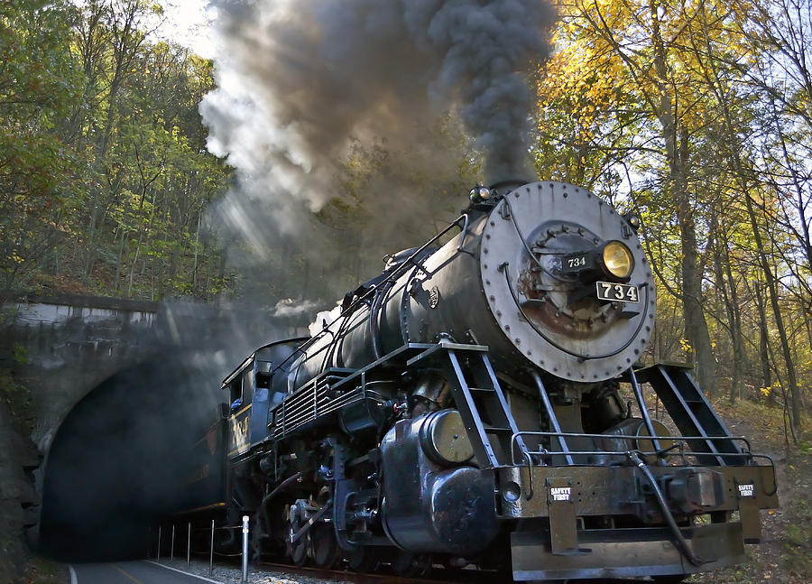 Steam Locomotive Train on the Western Maryland Scenic Railroad Photograph by Brendan Reals
