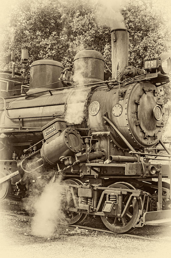Transportation Photograph - Steam Power sepia vignette by Steve Harrington