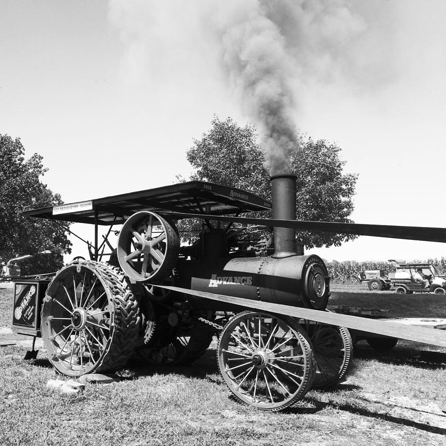 Steam-Powered Tractor BW Photograph by C H Apperson