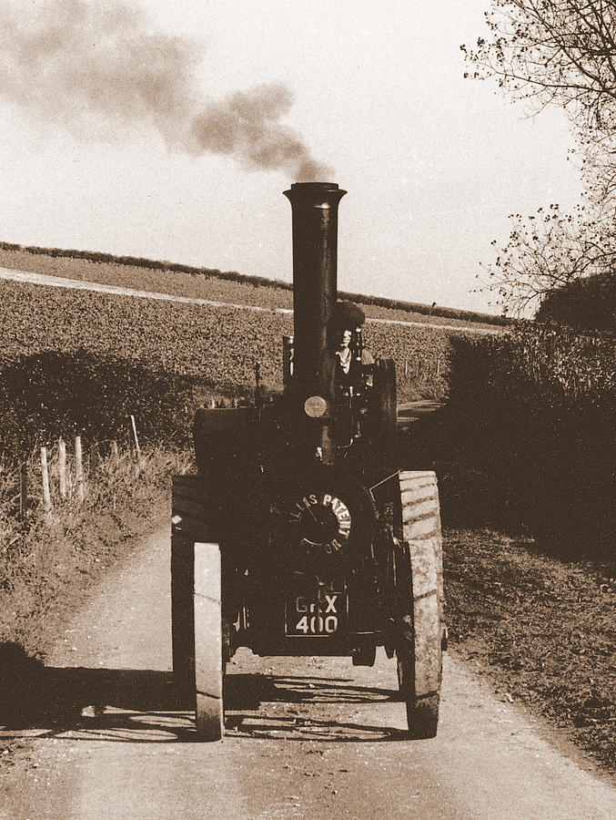 Steam tractor sepia Photograph by Guy Pettingell