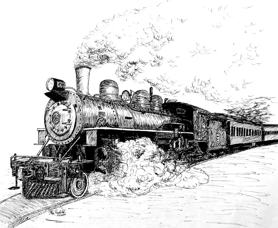 Steam Train #40 Drawing by Ron Enderland