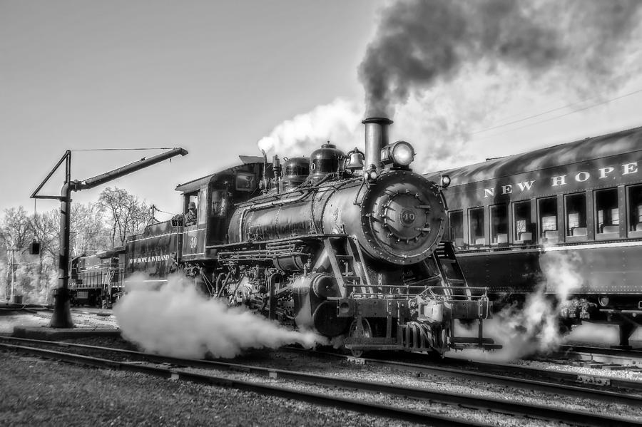 Train Photograph - Steam Train No. 40 BW by Susan Candelario