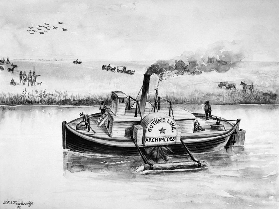 Steam Tug Boat, 1840s Painting by Granger