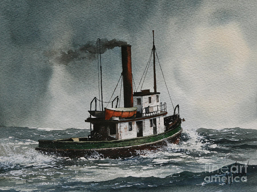 Steam Tugboat KATADIN Painting by James Williamson