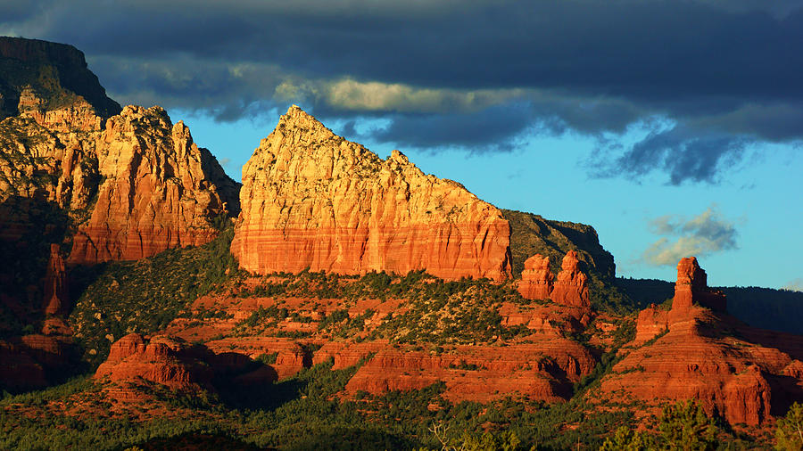 Steamboat and Submarine above Sedona at Sunset Photograph by Daniel Woodrum