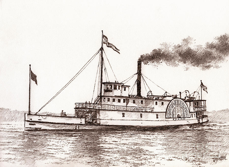 Steamboat IDAHO Sepia Drawing by James Williamson Fine Art America