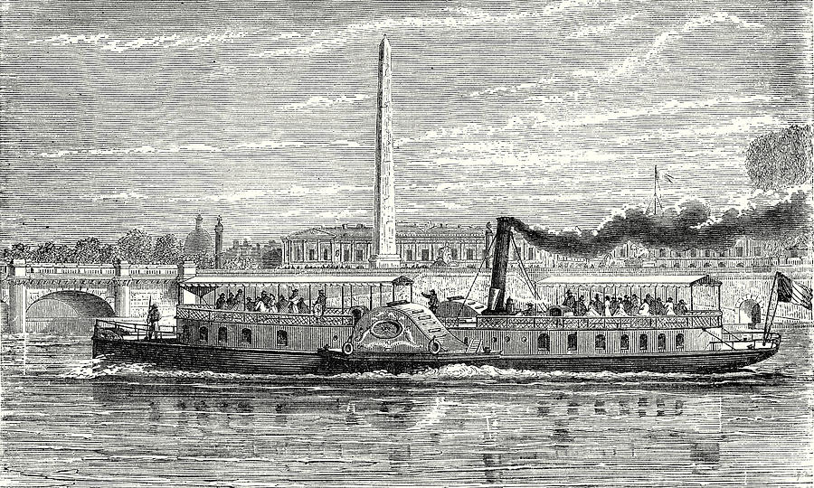 Steamboat Intended To Serve As A Ferry Service On The Seine Drawing by ...