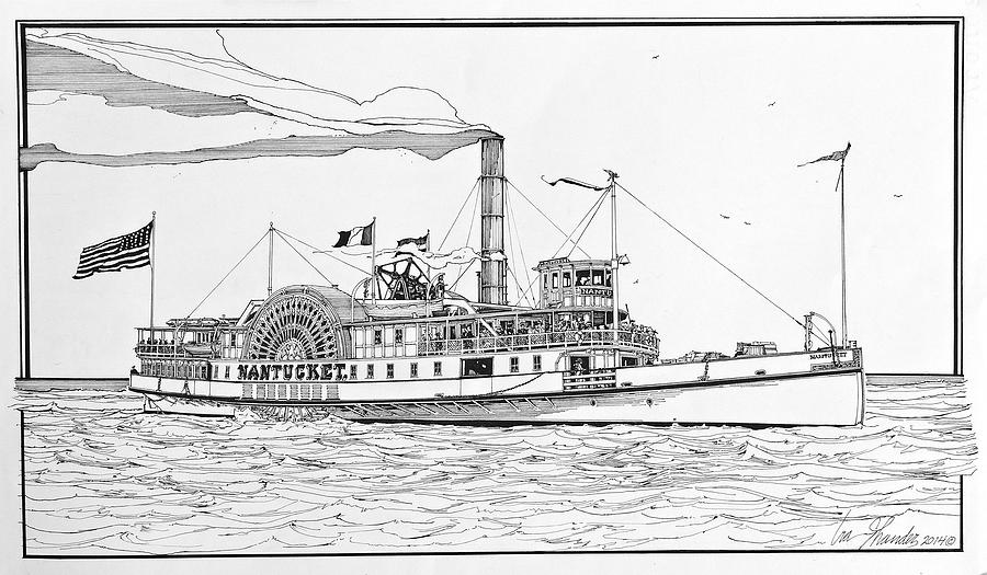 Steamboat Nantucket 1900 Drawing by Ira Shander