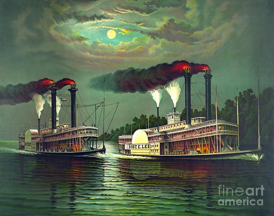 New Orleans Photograph - Steamboat Race 1883 by Padre Art