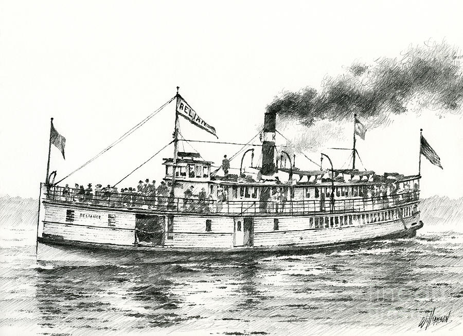 Steamboat RELIANCE Drawing by James Williamson