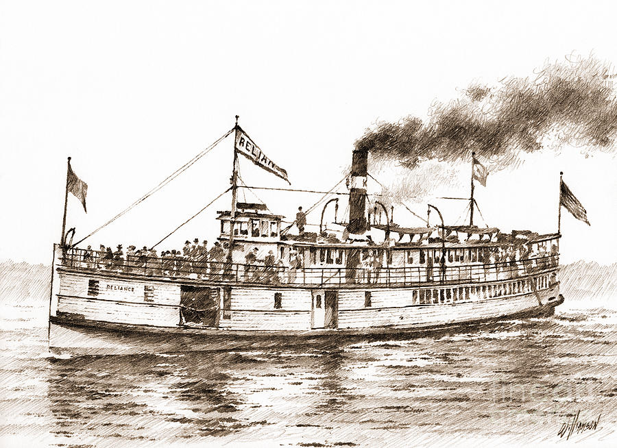 Steamboat RELIANCE Sepia Drawing by James Williamson Fine Art America