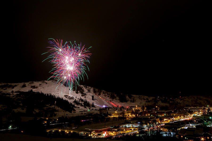 Winter Photograph - Steamboat Springs Winter Carnival Fireworks by Casey Barnett