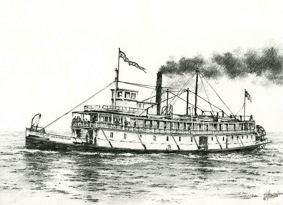 Steamboat State of Washington Drawing by James Williamson Pixels