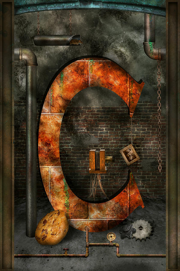 Steampunk - Alphabet - C is for Chain Digital Art by Mike Savad