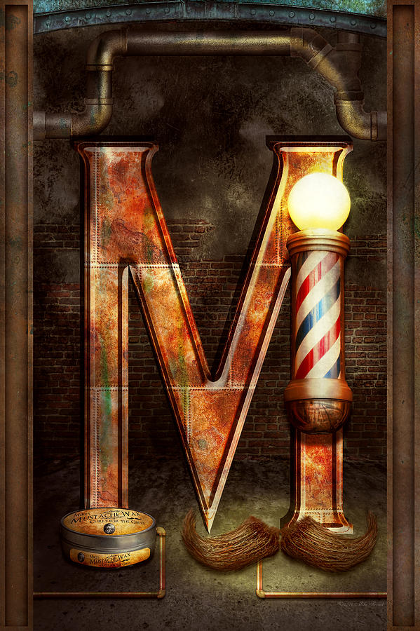 Science Fiction Photograph - Steampunk - Alphabet - M is for Mustache by Mike Savad