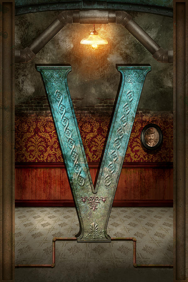 Steampunk - Alphabet - V is for Victorian Digital Art by Mike Savad