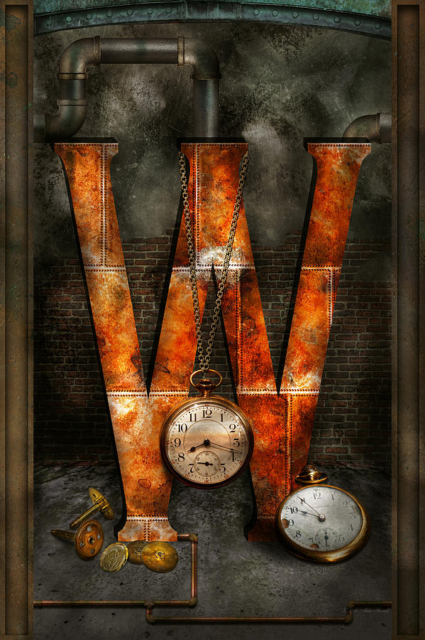 Steampunk - Alphabet - W is for Watches Digital Art by Mike Savad
