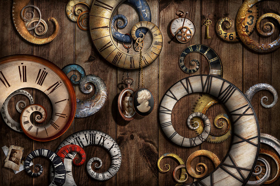 Savad Photograph - Steampunk - Clock - Time machine by Mike Savad