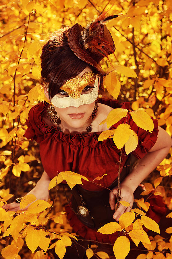 Fall Photograph - Steampunk Fairy In Autumn Foliage by Kriss Russell