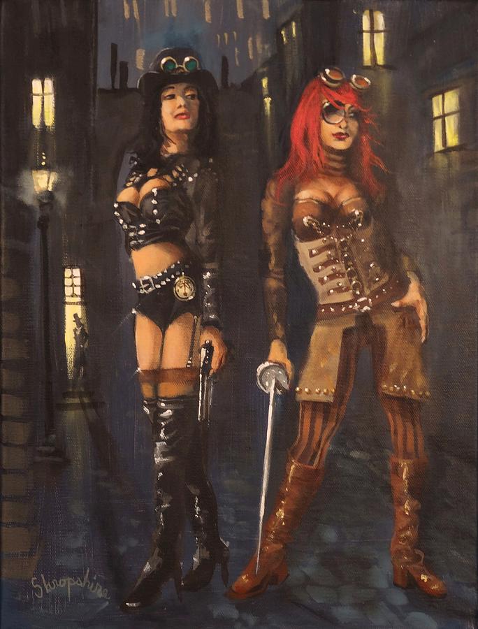 Steampunk Girls Painting by Tom Shropshire