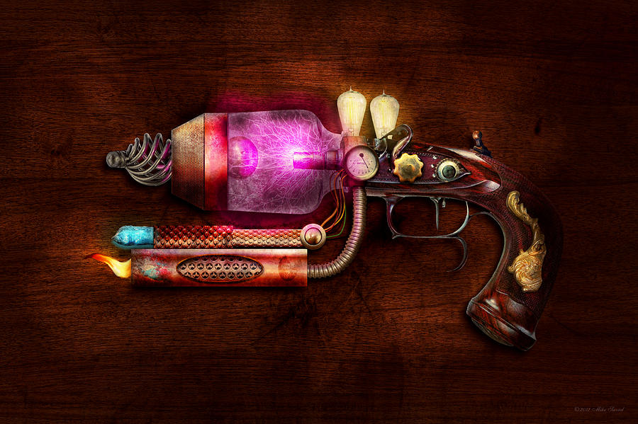 Vintage Digital Art - Steampunk - Gun -The neuralizer by Mike Savad