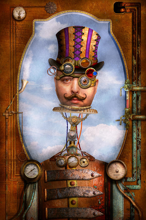 Goggle Digital Art - Steampunk - Integrated by Mike Savad