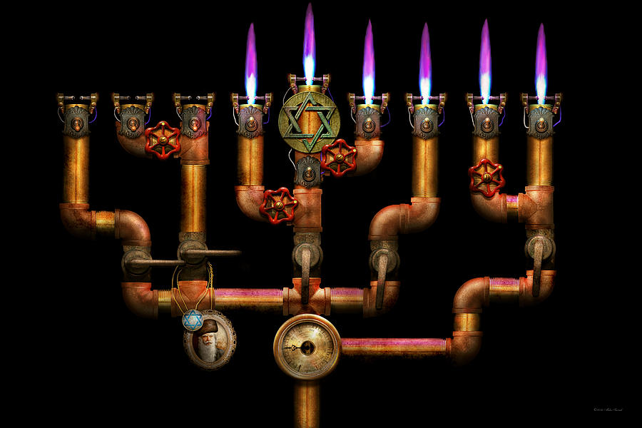 Science Fiction Photograph - Steampunk - Plumbing - Lighting the Menorah by Mike Savad