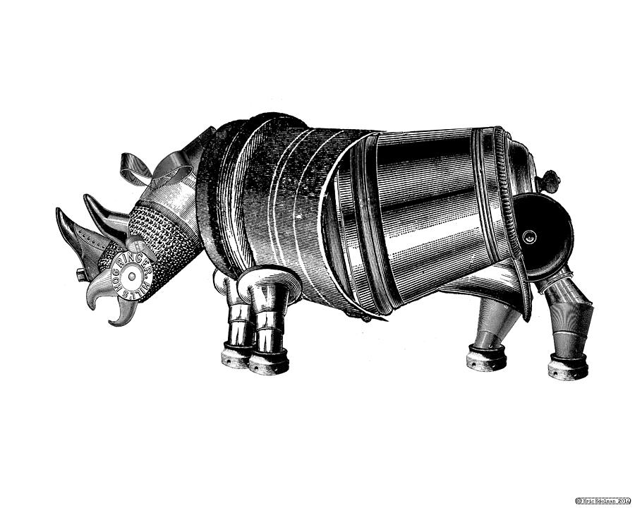 Steampunk Rhinoceros Digital Art by Eric Edelman