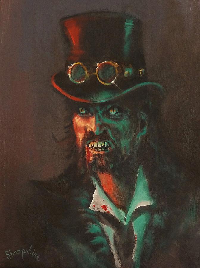 Cyberpunk Painting - Steampunk Vampire by Tom Shropshire.