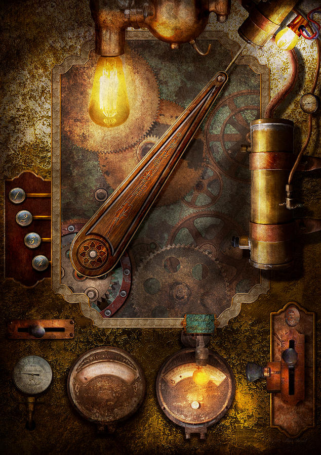 Steampunk - Victorian fuse box Digital Art by Mike Savad