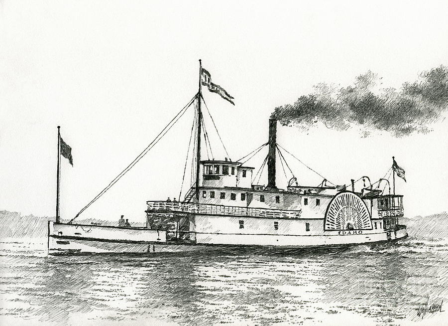 Steamboat Drawing - Steamboat IDAHO by James Williamson