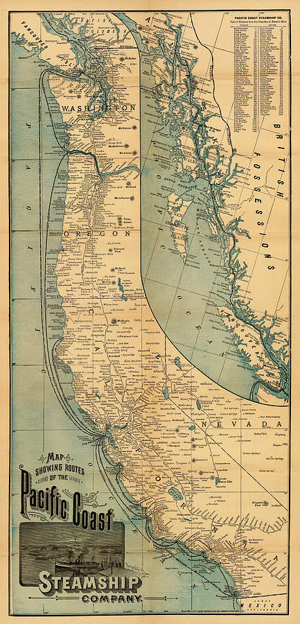 Steamship Photograph - Steamship Route Map 1896 by Andrew Fare Steamship Photograph - Steamship Route Map 1896 by Andrew Fare