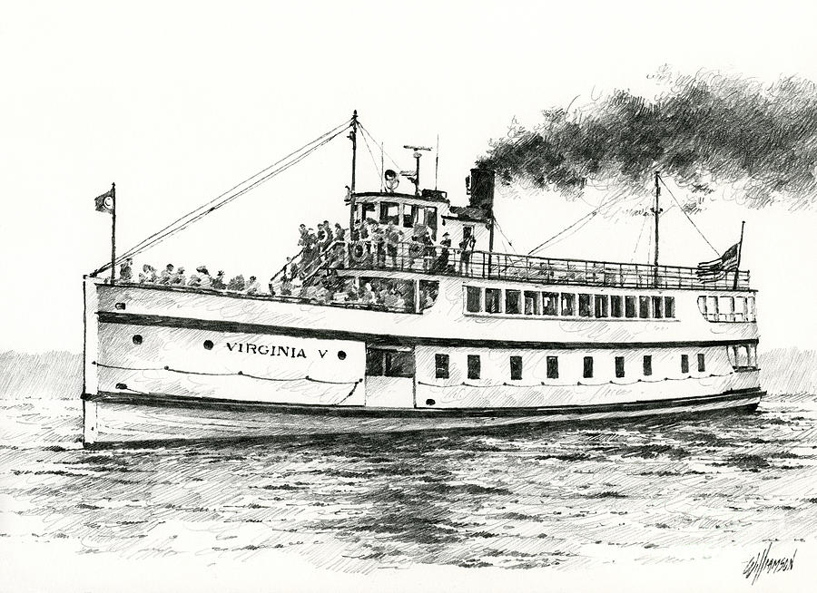 Seattle Drawing - Steamship VIRGINIA V by James Williamson