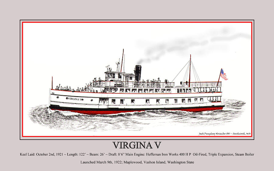 Steamship Virginia V Launch Poster Drawing by Jack Pumphrey