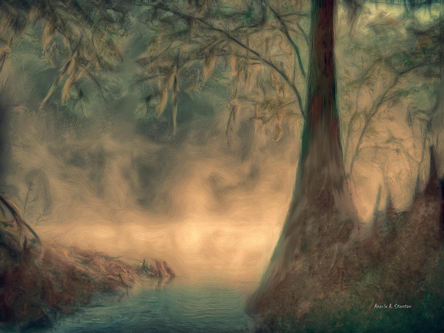 Steamy Mossy Morning  Painting by Angela Stanton