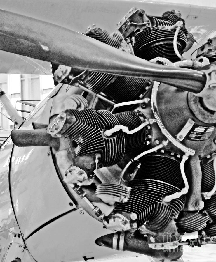 Stearman Aircraft Engine Up Close Photograph by JW Hanley