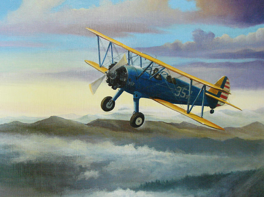 Stearman Biplane Painting by Stuart Swartz