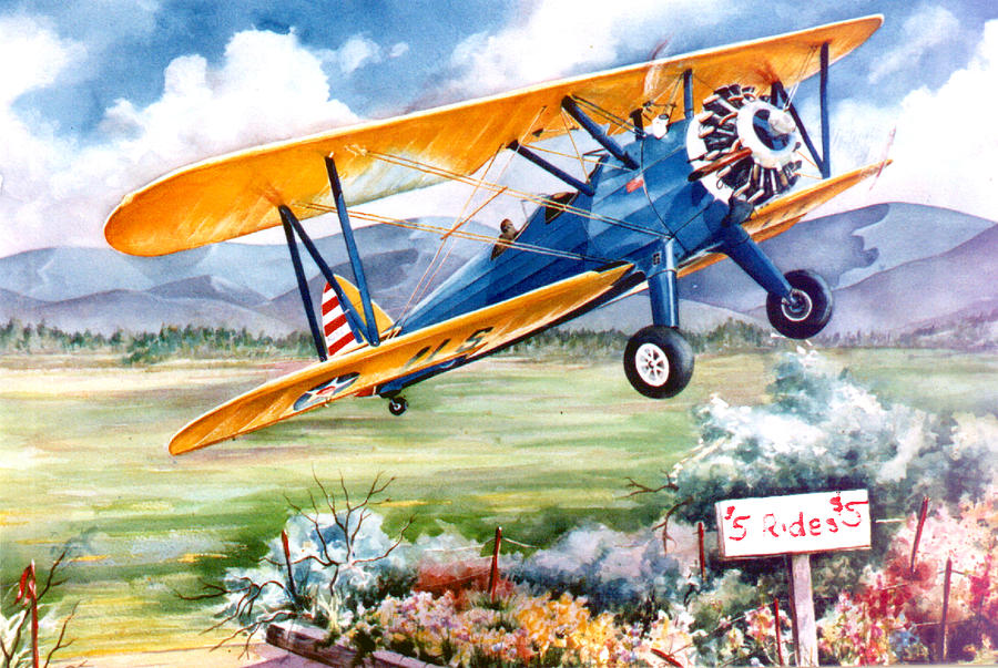Airplane Painting - Stearman Rides by Gabriele Baber