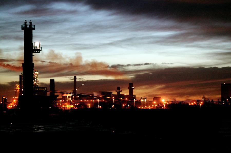 Sunset Photograph - Steel Mill At Dusk by Christophe Vander Eecken/reporters/science Photo Library
