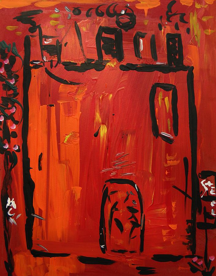 Steel Mill on Red Painting by Mary Carol Williams