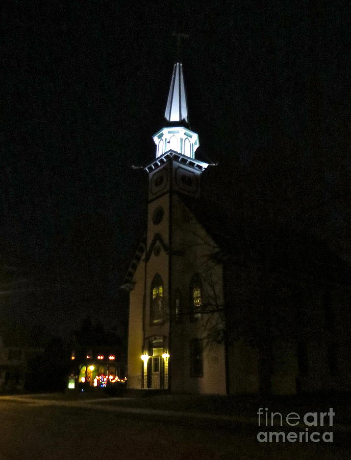 Steeple After Dark  Photograph by Nancy Patterson