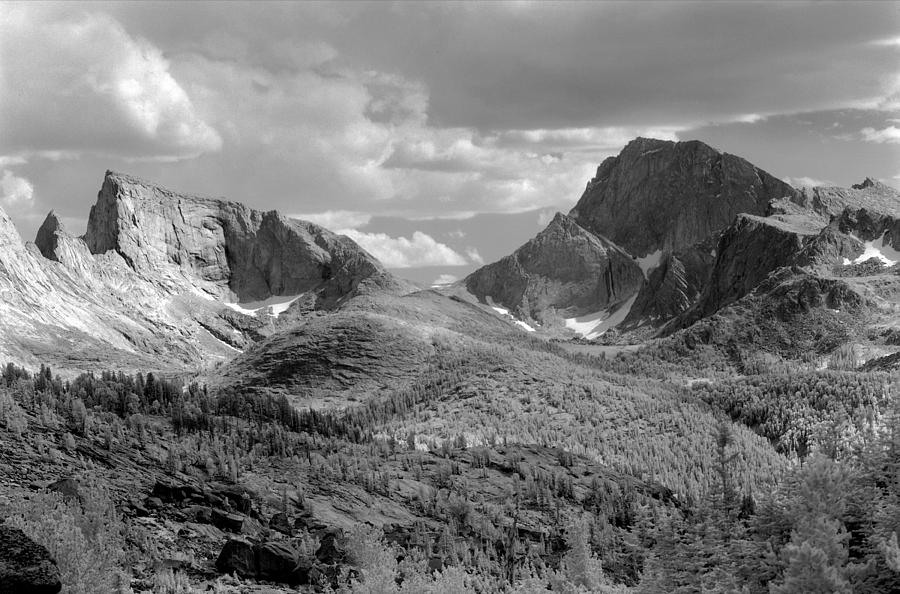 Grand Teton National Park Photograph - 109629-BW-Steeple and Temple Peaks, Wind Rivers by Ed  Cooper Photography