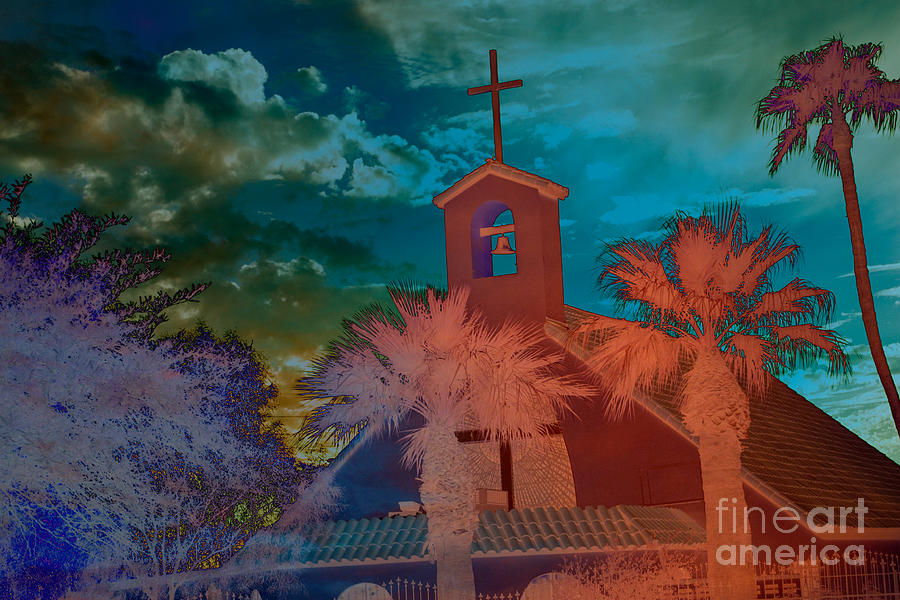 Steeple bell tower Mixed Media by Beverly Guilliams