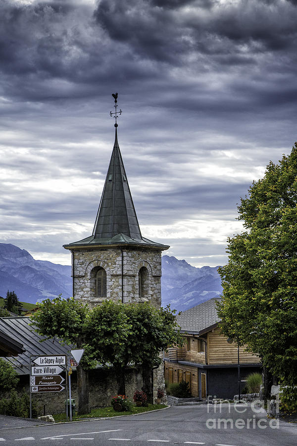 Steeple In Leysin Photograph by Timothy Hacker