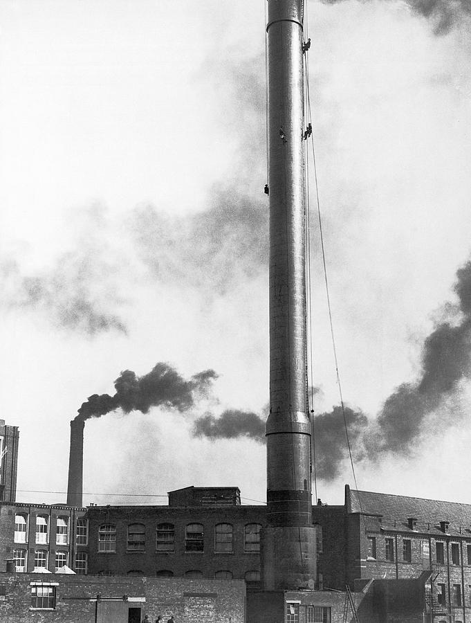 Steeplejacks Painting Chimney Photograph by Underwood Archives - Fine ...