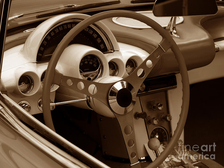 Vintage Photograph - Steering wheel by Andreas Berheide