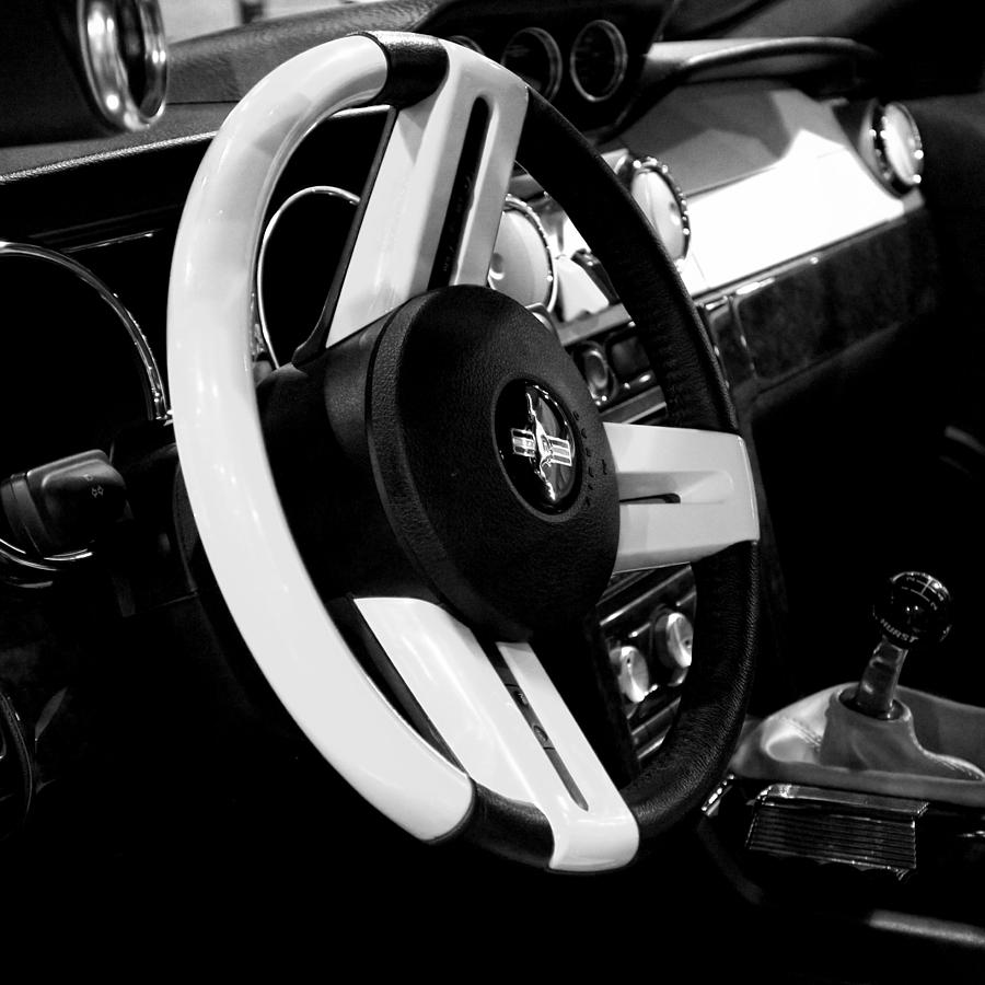 Steering Wheel BW Photograph by Jenny Hudson