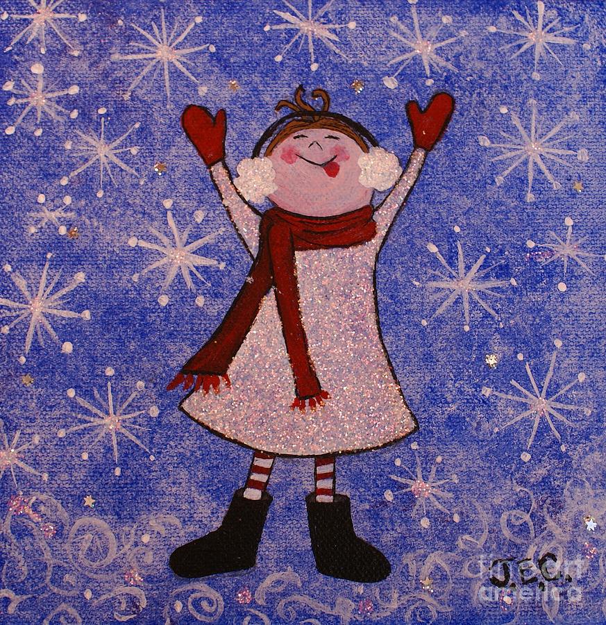 Stella and Snowflake Kisses Painting by Jane Chesnut