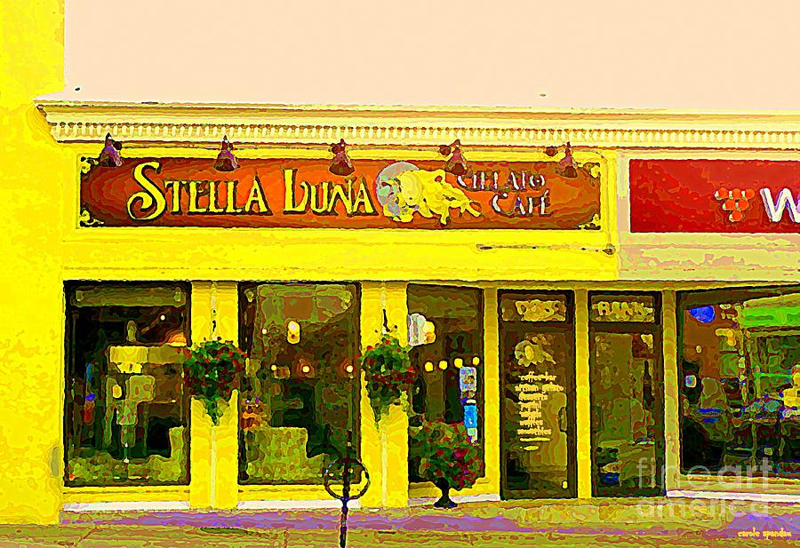Ottawa Painting - Stella Luna Gelato Cafe Trendy Sandwich Shop The Glebe Bistro Scenes Old Ottawa South Paintings  by Carole Spandau
