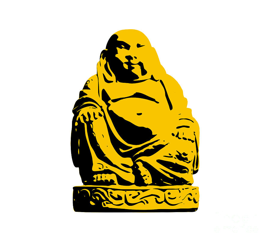 Buddha Photograph - Stencil Buddha Yellow by Pixel Chimp